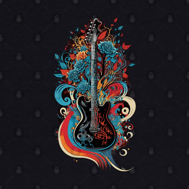 Retro Guitar Gift Guitarist Rock Concert Festival Guitar by KsuAnn